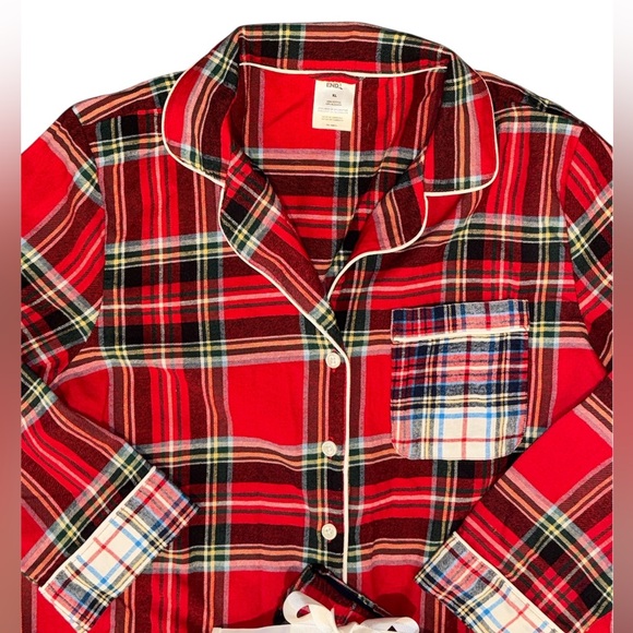 Lands' End Flannel Pajama Set Pants Top Cotton Soft Red Plaid PJs Ladies XL - Picture 2 of 10